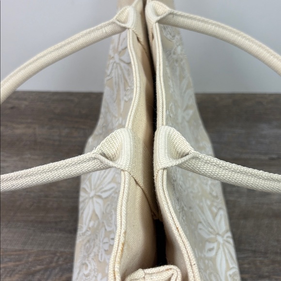 Oscar de la Renta Floral Printed Canvas Tote Bag – Ivory/White - Picture 11 of 15